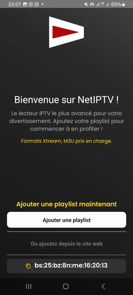 l'interface de Net IPTV