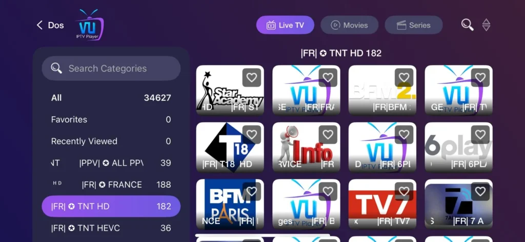 affichage de contenus IPTV Vu IPTV